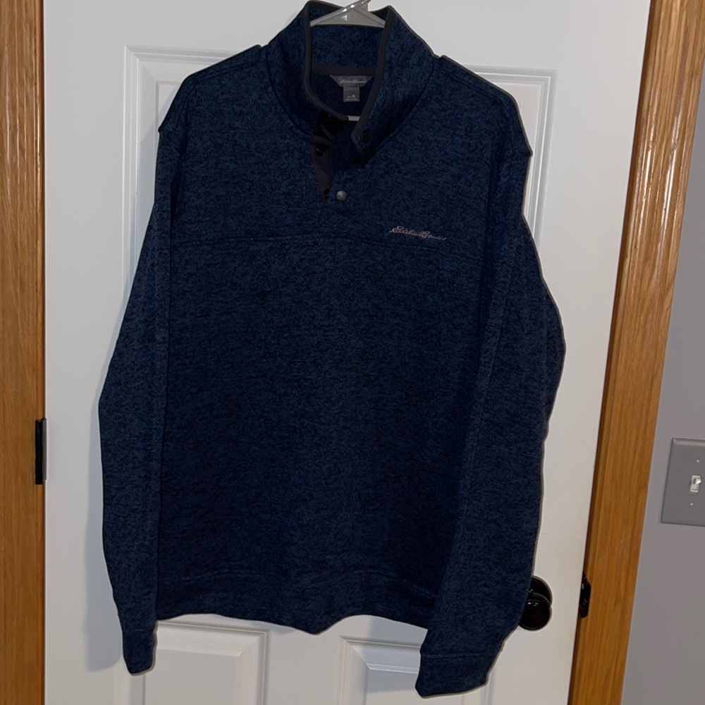 Eddie Bauer Blue Radiator Fleece Mock Snap Men’s Sweater sz XL